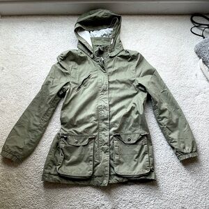 H&M Girls Green Hooded Jacket, Size 13-14Y (Removable Hood)